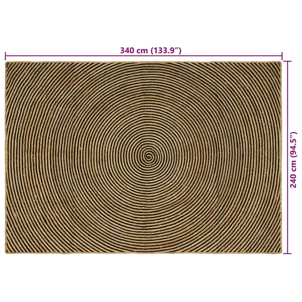 Tapis Naturel et Noir 240 x 340 cm Jute