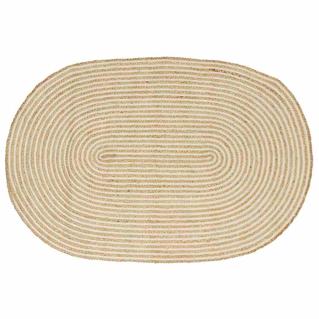 Teppich Natürlich und Weiß 122 x 183 cm Jute