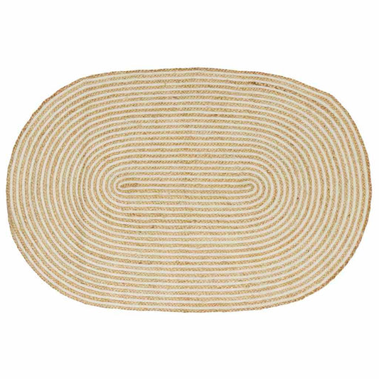 Teppich Natürlich und Weiß 122 x 183 cm Jute