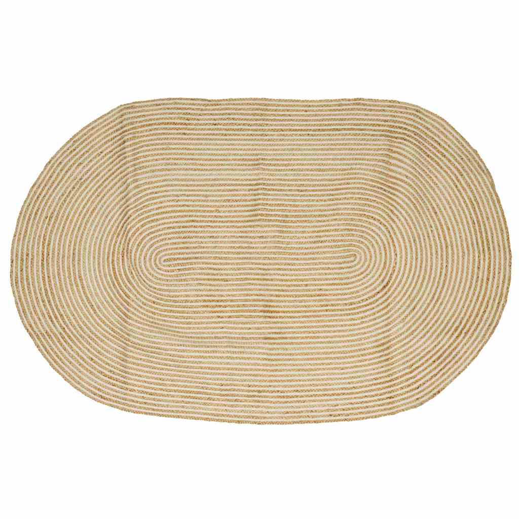 Tapis Naturel et Blanc 205 x 305 cm Jute
