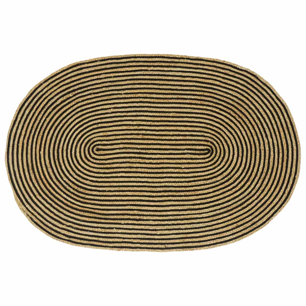 Teppich Natürlich und Schwarz 122 x 183 cm Jute