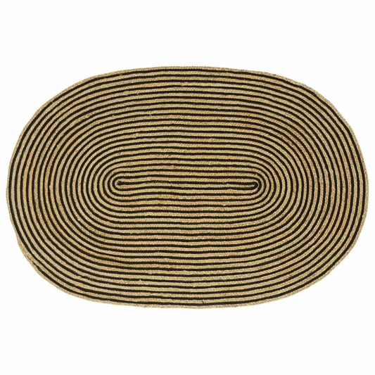 Teppich Natürlich und Schwarz 122 x 183 cm Jute