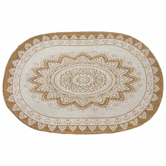 Jute Rug Floral Natural 100 x 152 cm Jute