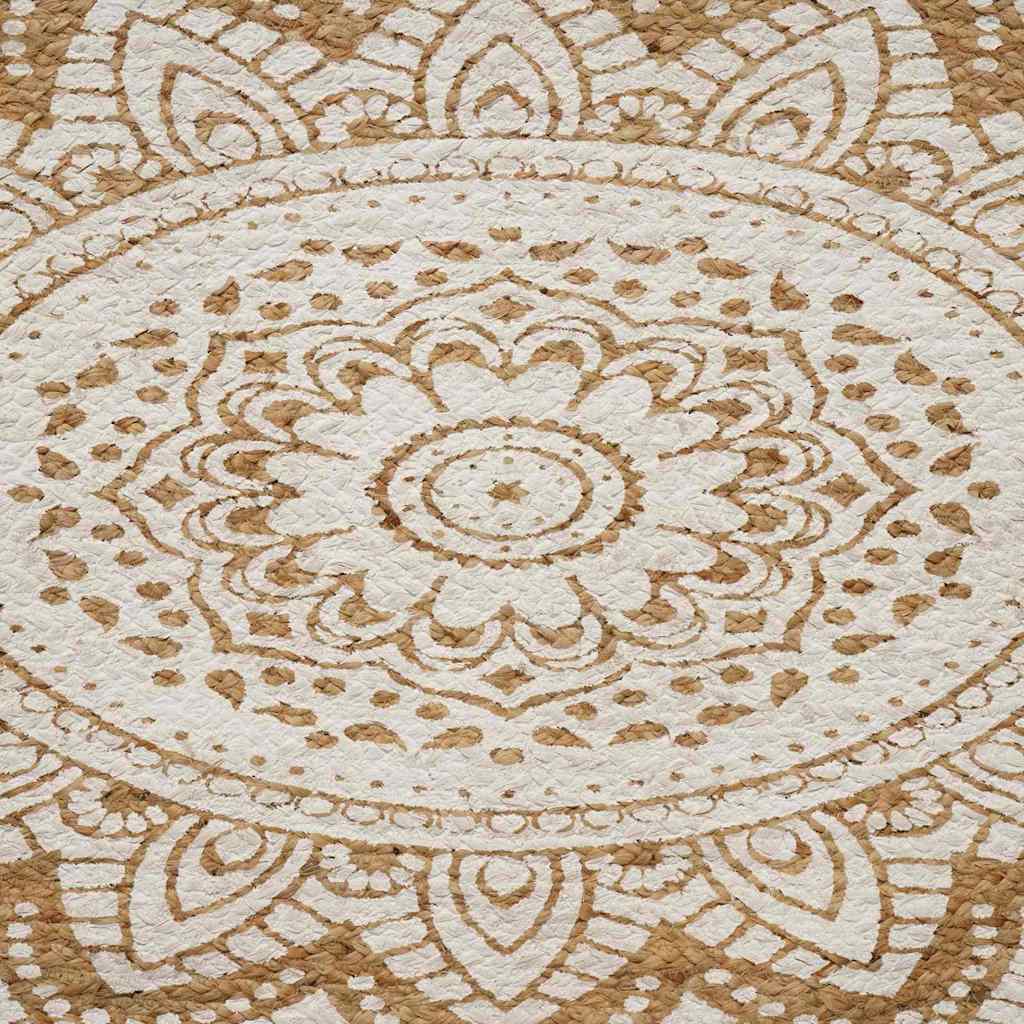 Jute Rug Floral Natural 205 x 305 cm Jute