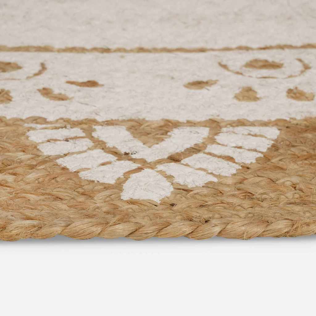 Jute Rug Floral Natural 205 x 305 cm Jute