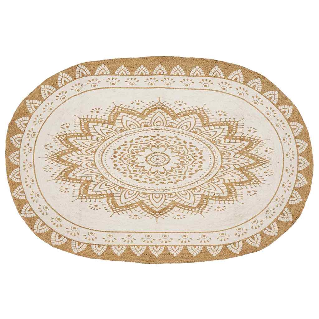 Jute Rug Floral Natural 205 x 305 cm Jute