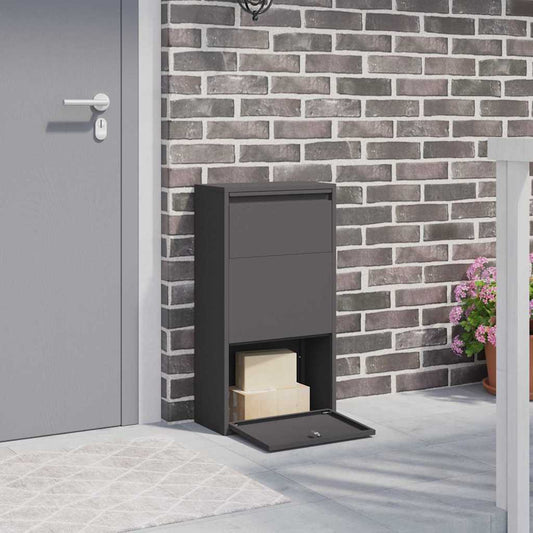 Parcel Drop Box Black 44x22x82 cm Steel