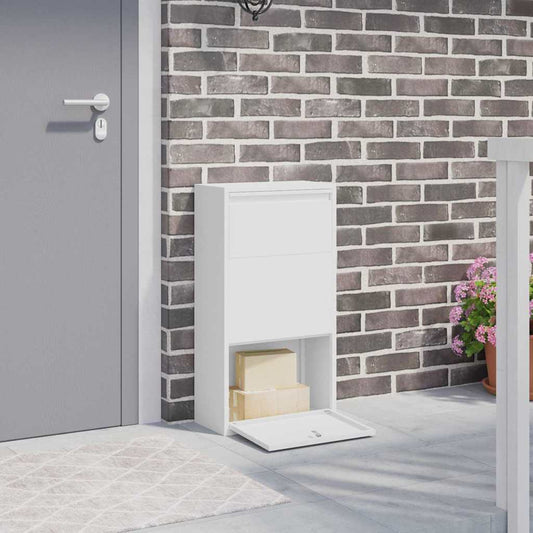 Package Drop Box with Storage and Door White 44 x 22 x 82 cm Steel