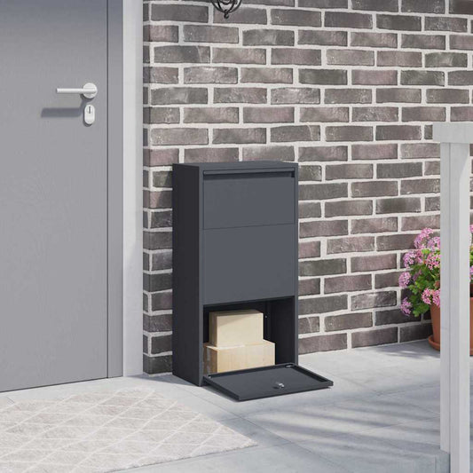 Parcel Drop Box with Storage Anthracite 44 x 22 x 82 cm Steel