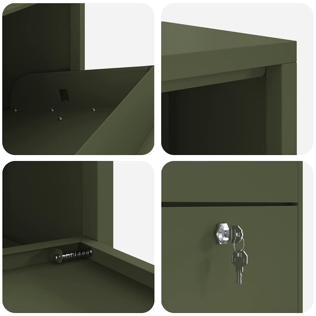 Package Drop Box with Storage Olive Green 44 x 22 x 82 cm Steel