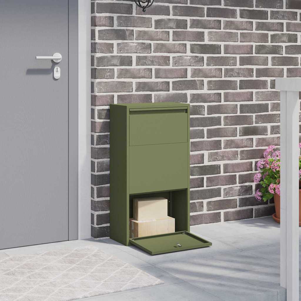 Package Drop Box with Storage Olive Green 44 x 22 x 82 cm Steel
