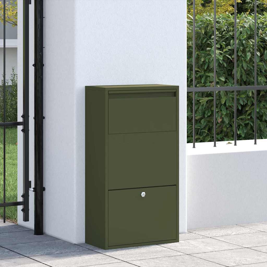 Package Drop Box with Storage Olive Green 44 x 22 x 82 cm Steel