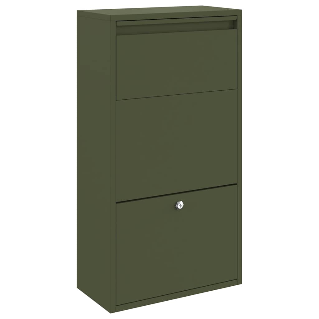 Package Drop Box with Storage Olive Green 44 x 22 x 82 cm Steel