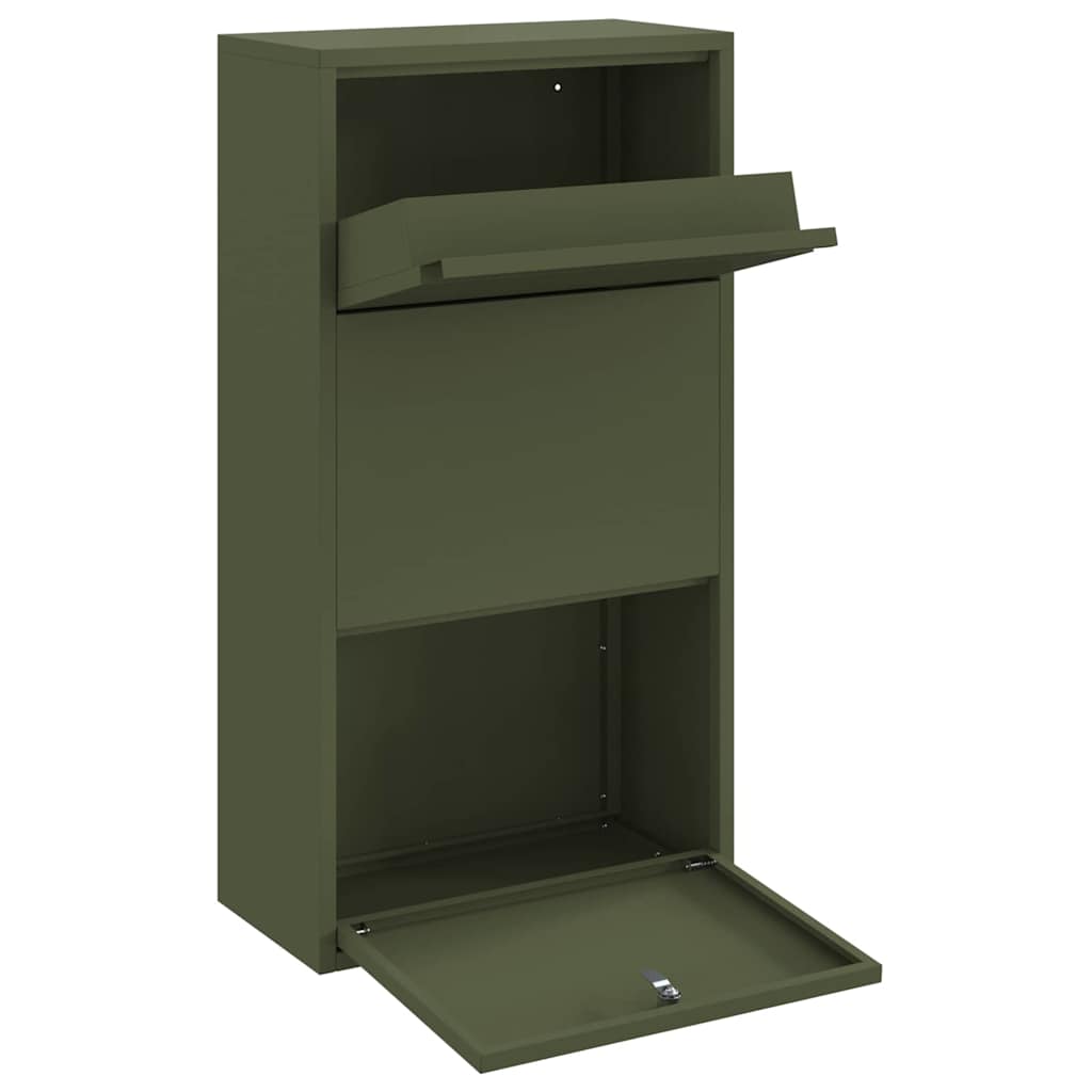 Package Drop Box with Storage Olive Green 44 x 22 x 82 cm Steel