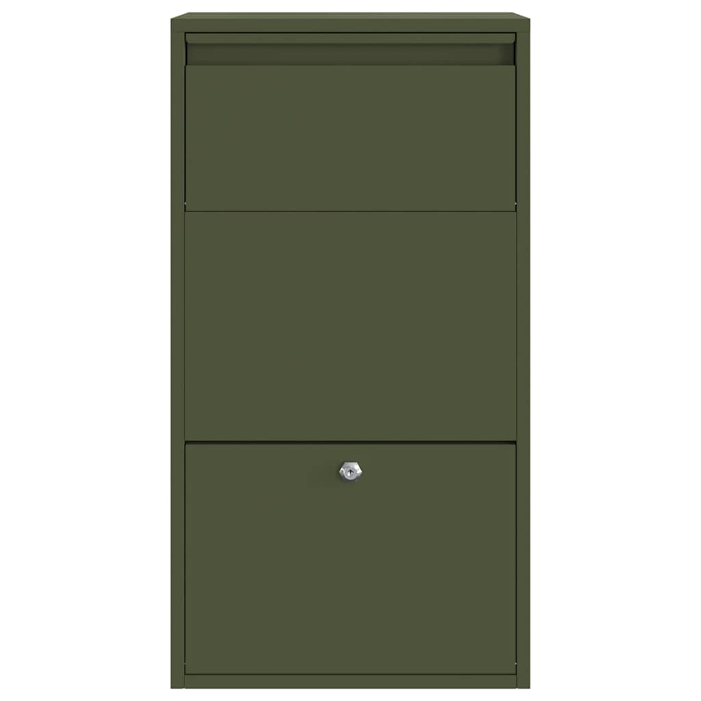 Package Drop Box with Storage Olive Green 44 x 22 x 82 cm Steel