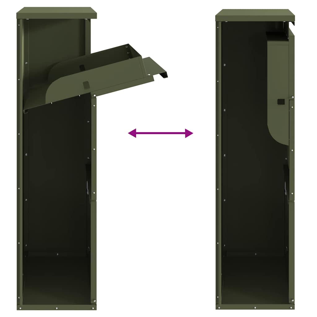 Package Drop Box with Storage Olive Green 44 x 22 x 82 cm Steel
