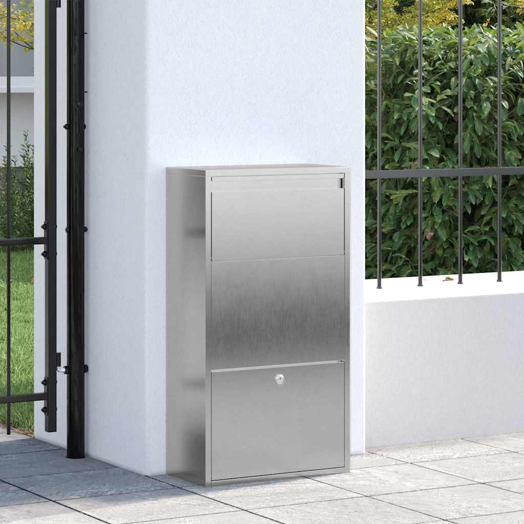 Paketdrop-Box mit Speicher mit Tür Chrom 44 x 22 x 82 cm Stahl