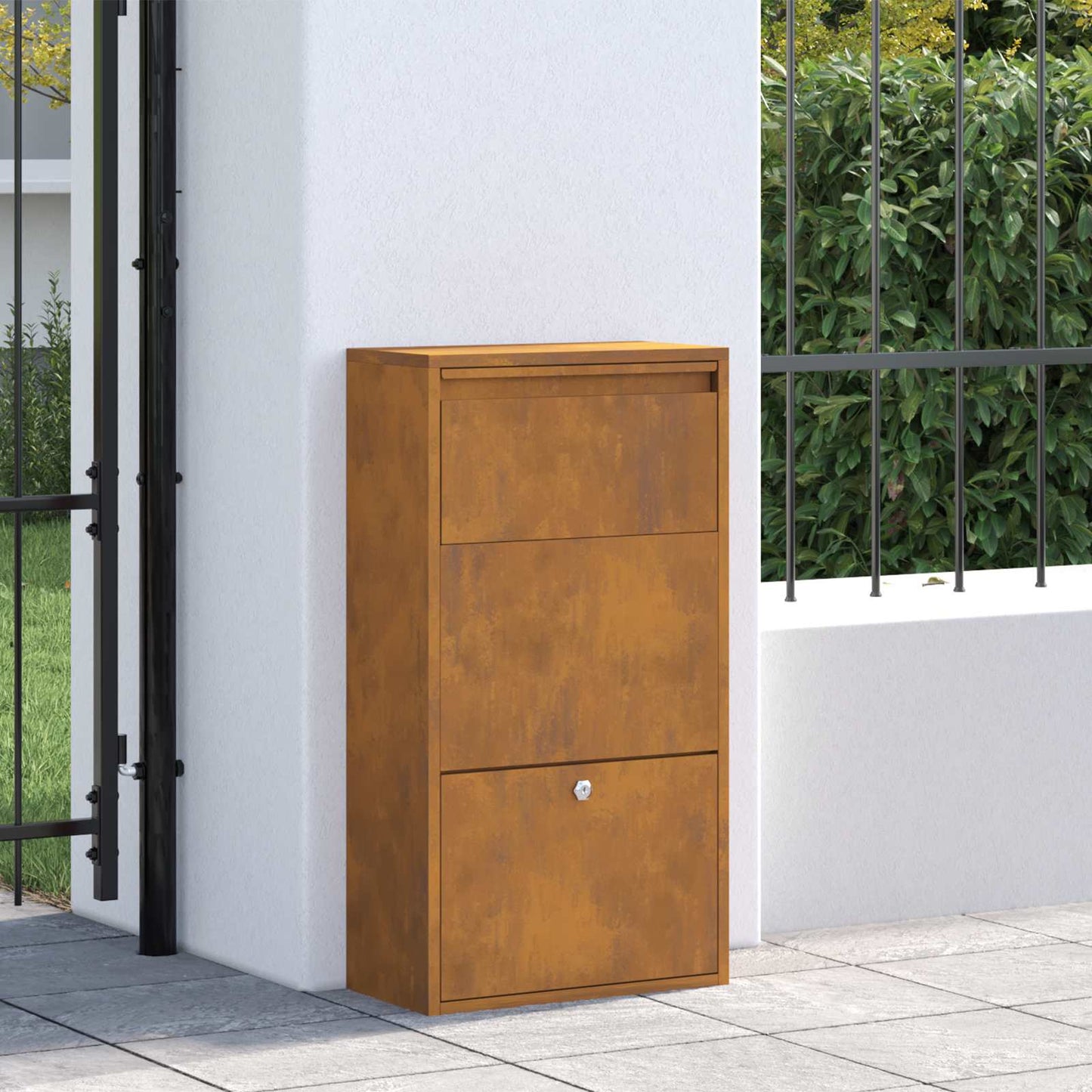 Boîte de dépôt de colis avec porte Rouille 44 x 22 x 82 cm Acier résistant aux intempéries
