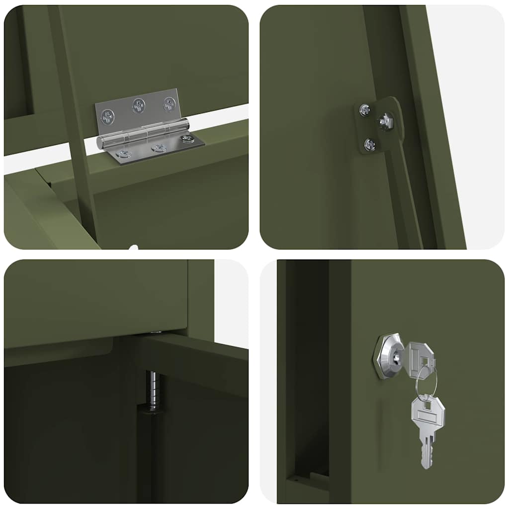 Parcel Drop Box with Storage Olive Green 44.5 x 29 x 110.5 cm Steel