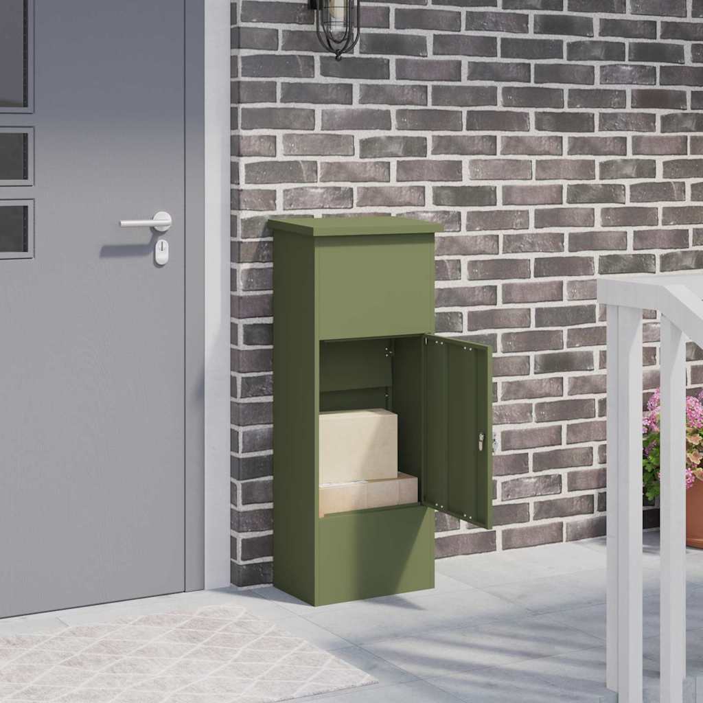Parcel Drop Box with Storage Olive Green 44.5 x 29 x 110.5 cm Steel