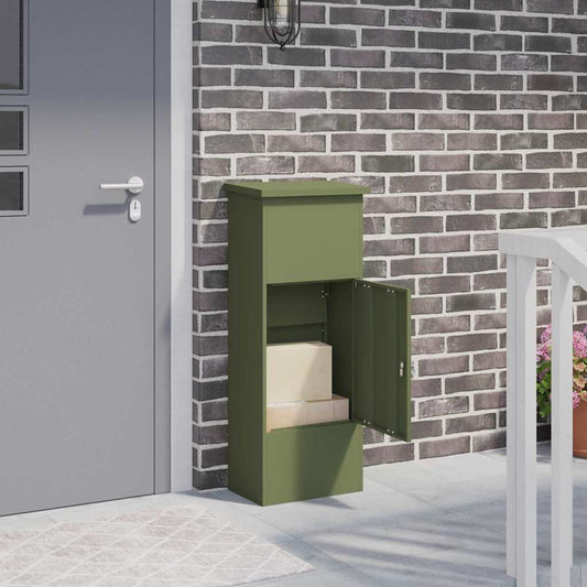 Parcel Drop Box with Storage Olive Green 44.5 x 29 x 110.5 cm Steel
