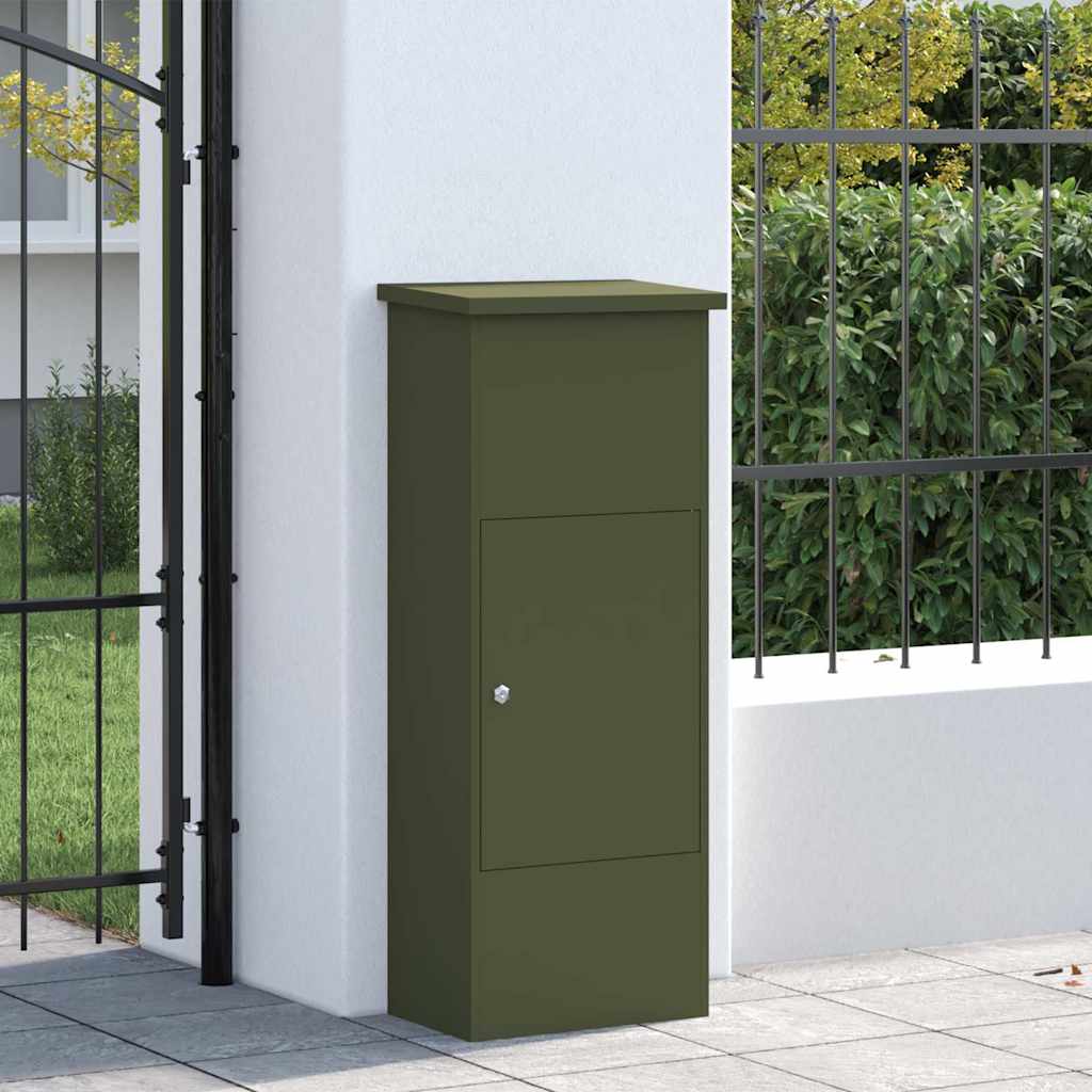 Parcel Drop Box with Storage Olive Green 44.5 x 29 x 110.5 cm Steel