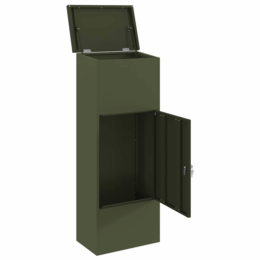 Parcel Drop Box with Storage Olive Green 44.5 x 29 x 110.5 cm Steel