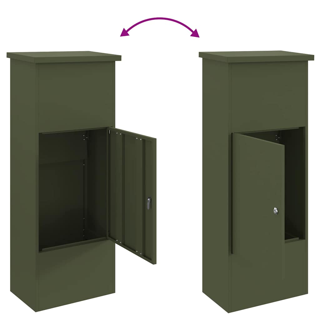 Parcel Drop Box with Storage Olive Green 44.5 x 29 x 110.5 cm Steel