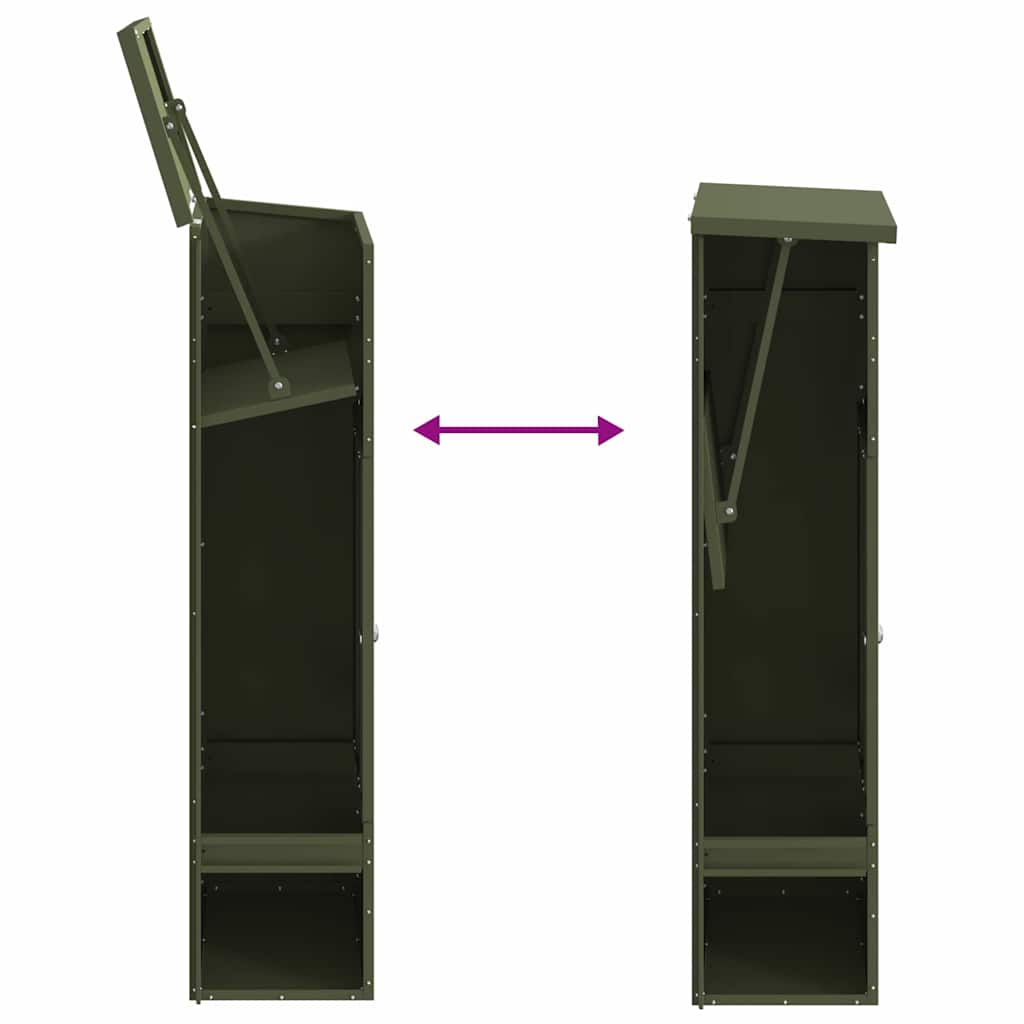 Parcel Drop Box with Storage Olive Green 44.5 x 29 x 110.5 cm Steel