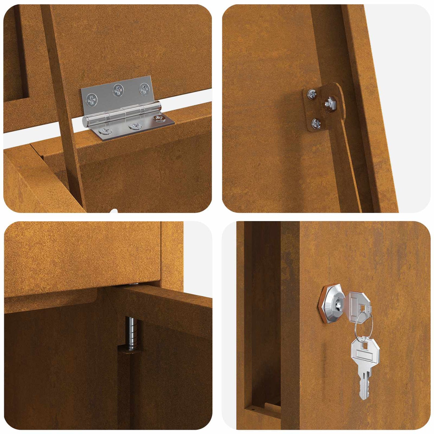 Parcel drop box Rusty 44.5 x 29 x 110.5 cm Weatherproof steel