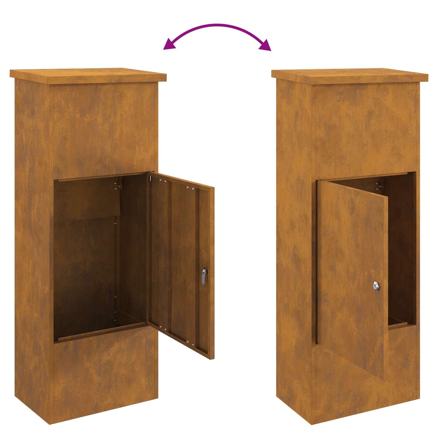 Parcel drop box Rusty 44.5 x 29 x 110.5 cm Weatherproof steel