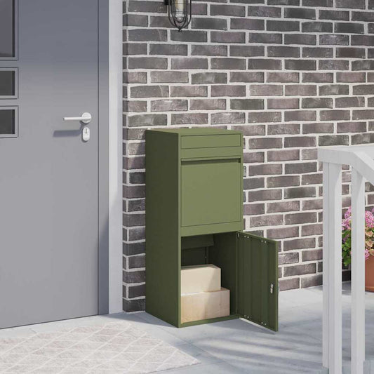 Parcel Drop Box Olive Green 41 x 38 x 103 cm Steel