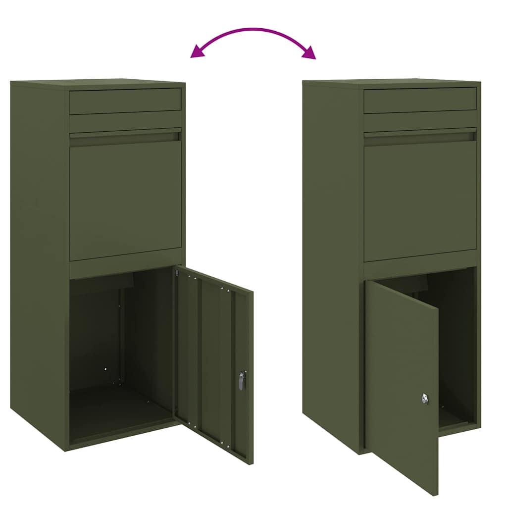 Paketdrop-Box Olivgrün 41 x 38 x 103 cm Stahl