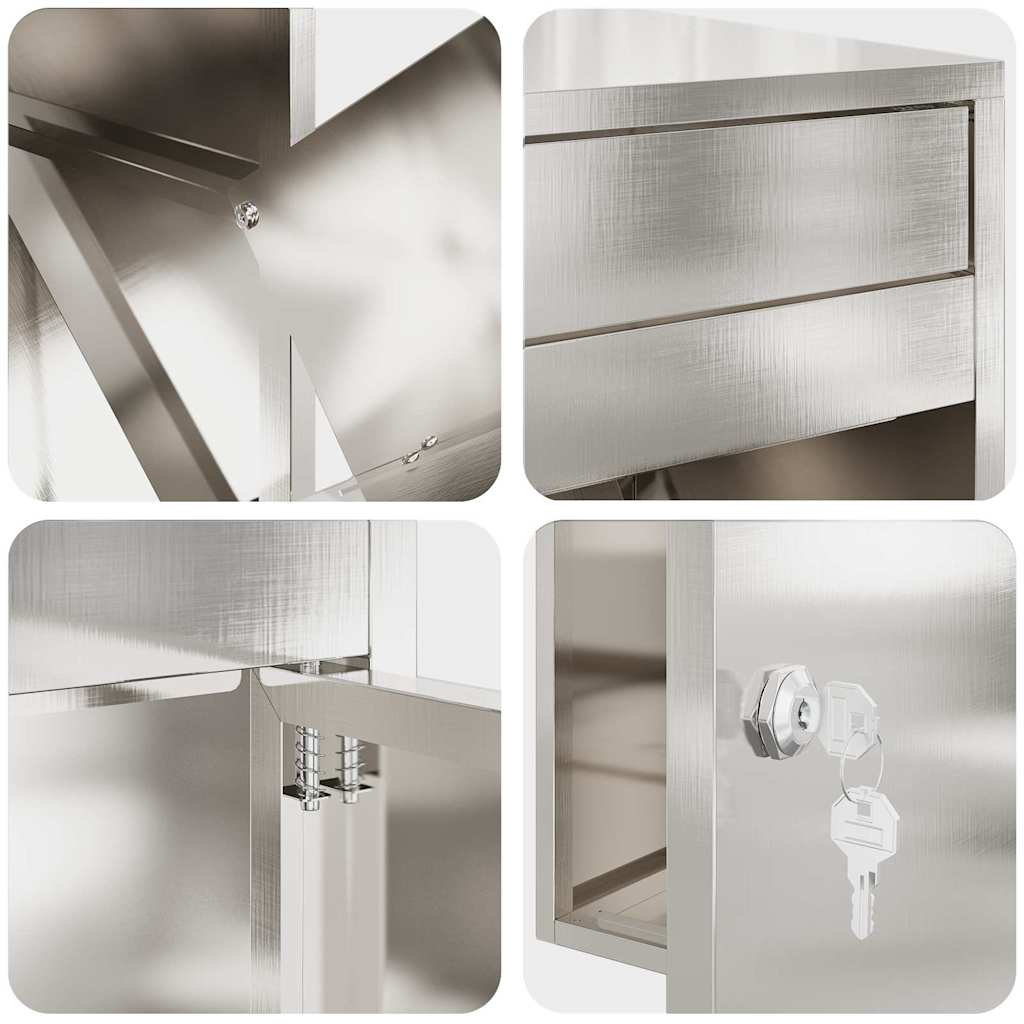 Boîte de dépôt de colis avec rangement argent 47,5 x 38 x 59 cm acier inoxydable