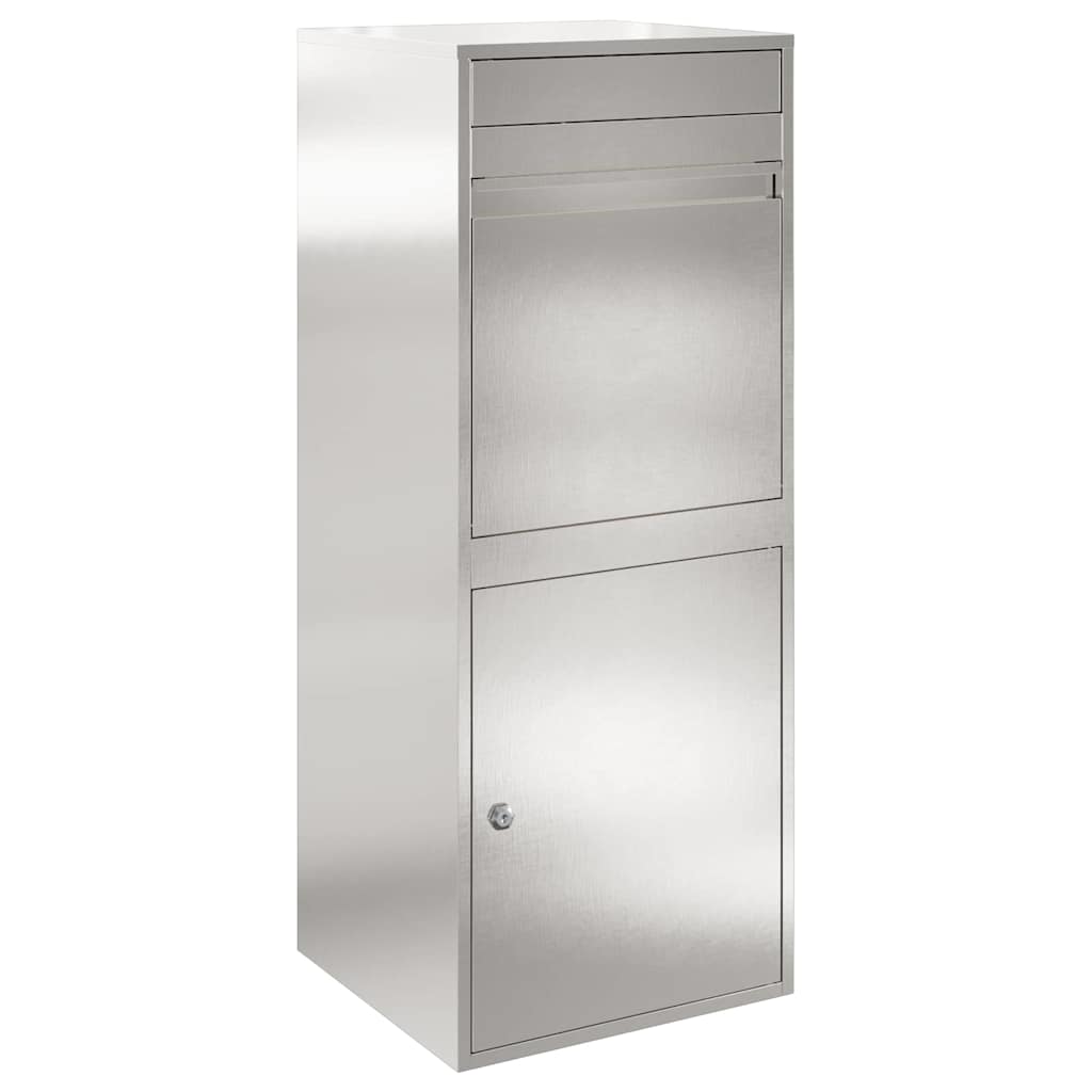 Boîte de dépôt de colis avec rangement argent 47,5 x 38 x 59 cm acier inoxydable