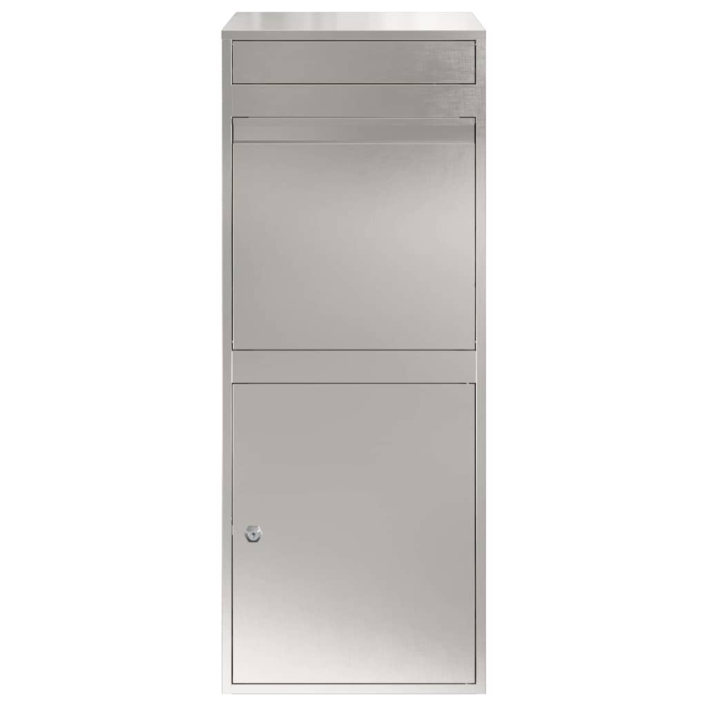 Boîte de dépôt de colis avec rangement argent 47,5 x 38 x 59 cm acier inoxydable