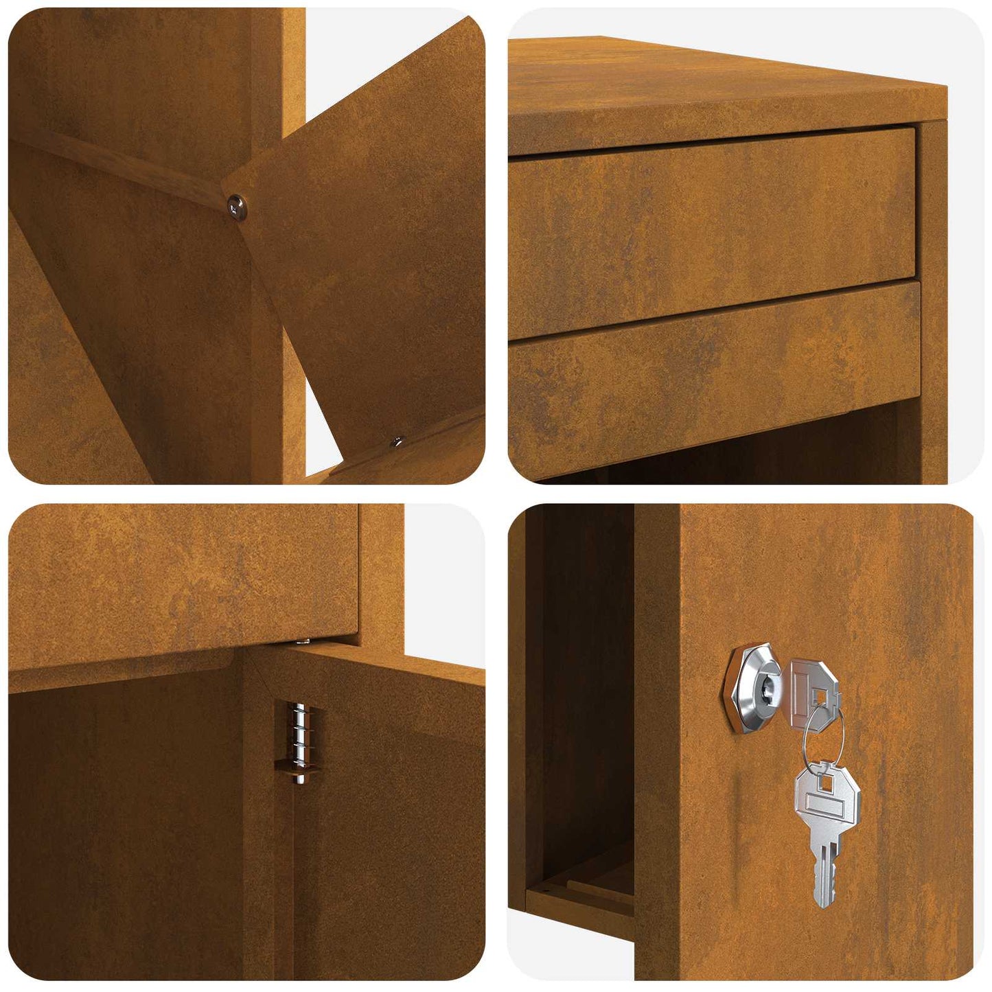 Paketdrop-Box mit Tür Rostig 41 x 38 x 103 cm Wetterfeststahl
