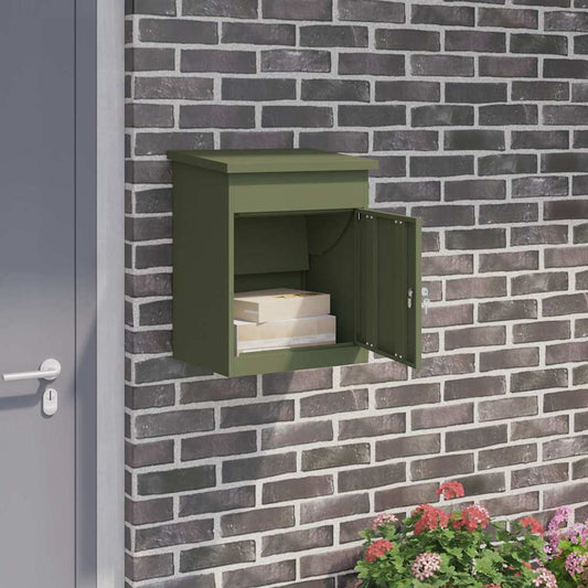 Parcel Drop Box with Storage Olive Green 47.5 x 38 x 59 cm Steel