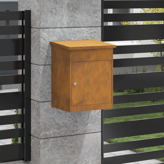 Boîte de dépôt de colis avec porte Rouille 47,5 x 38 x 59 cm Acier résistant aux intempéries