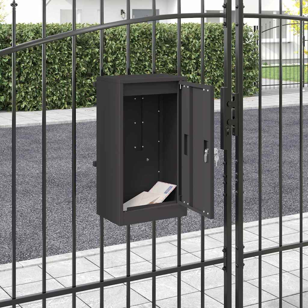 Briefkasten mit Speicher mit Tür Schwarz 30 x 20 x 55 cm Stahl