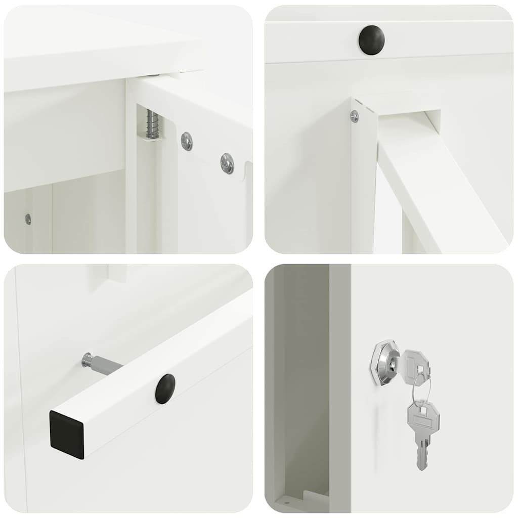 Mailbox with Storage and Door White 30 x 20 x 55 cm Steel
