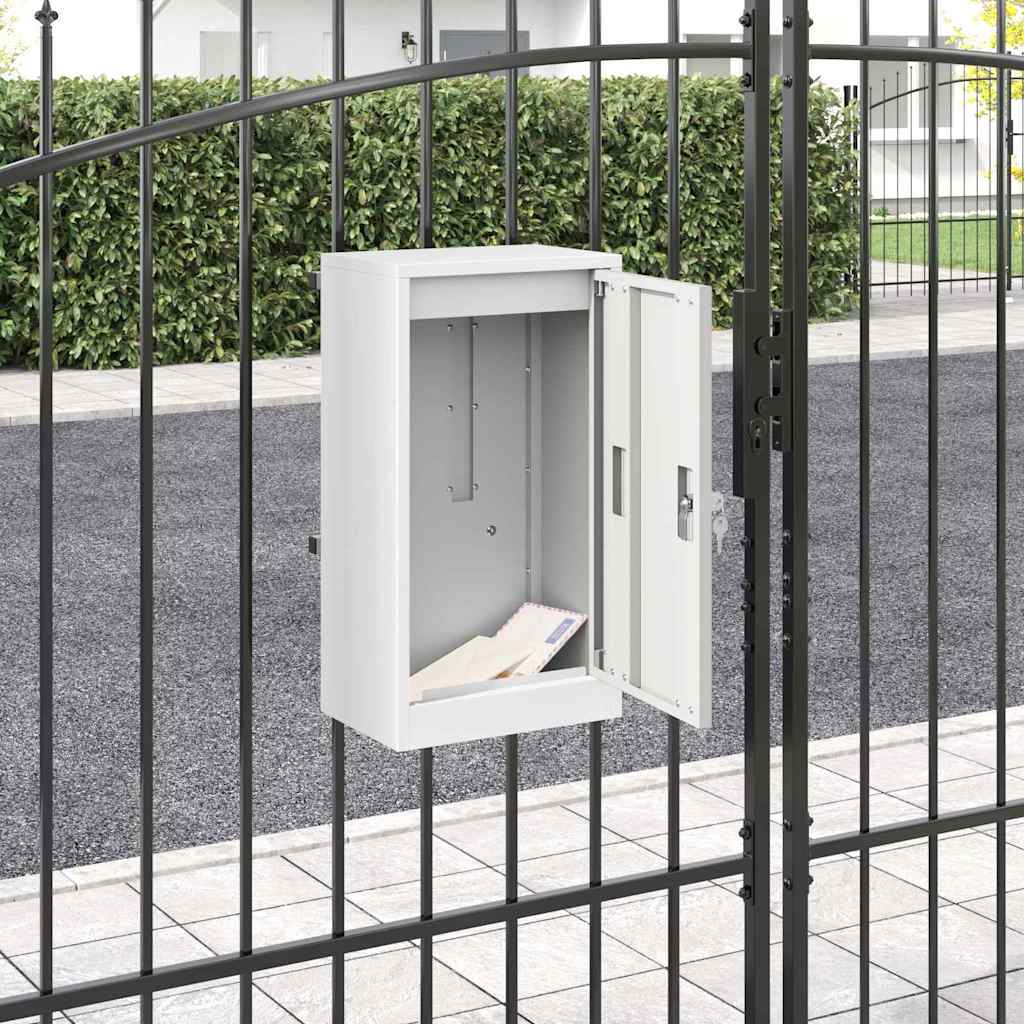 Mailbox with Storage and Door White 30 x 20 x 55 cm Steel