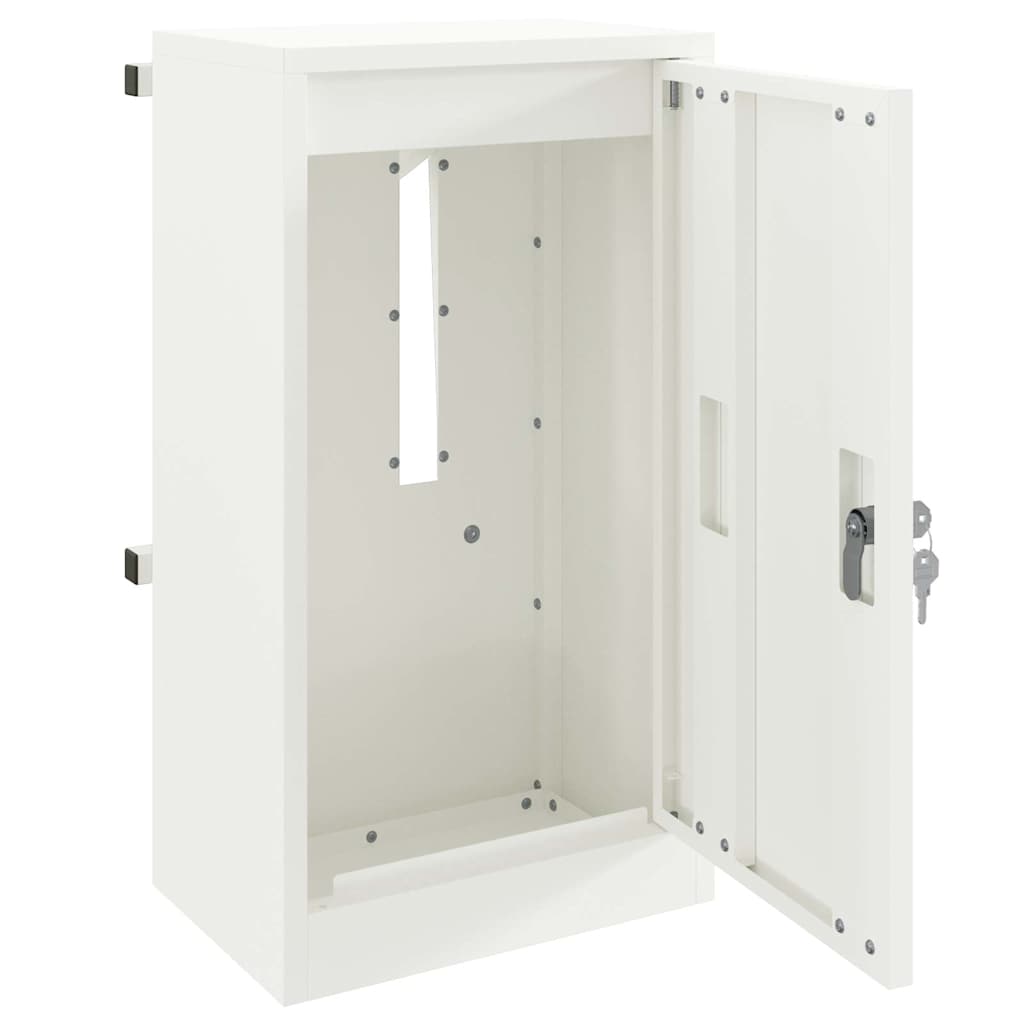Mailbox with Storage and Door White 30 x 20 x 55 cm Steel