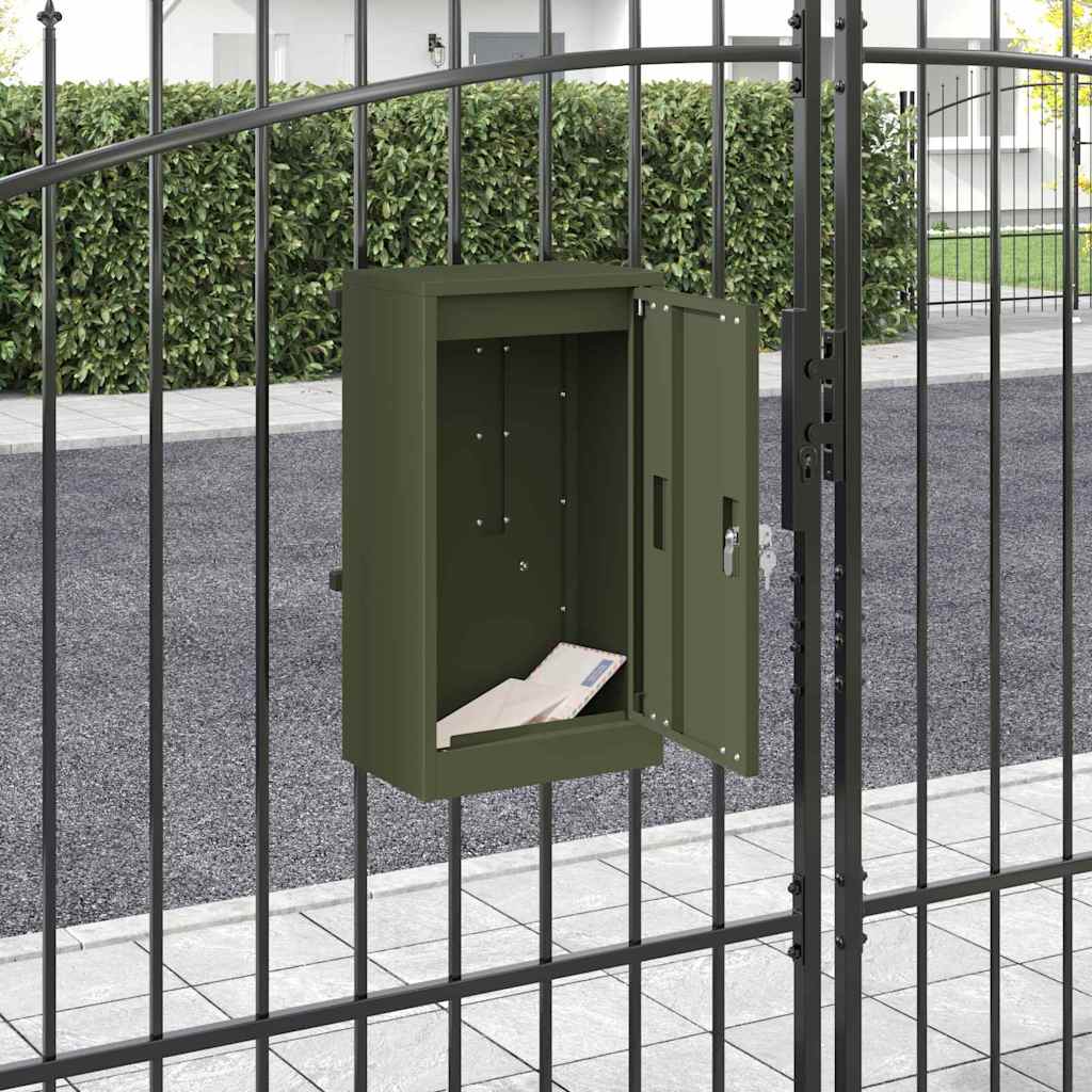Boîte aux lettres de rangement avec porte Vert olive 30 x 20 x 55 cm Acier