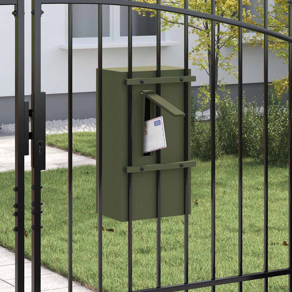 Boîte aux lettres de rangement avec porte Vert olive 30 x 20 x 55 cm Acier