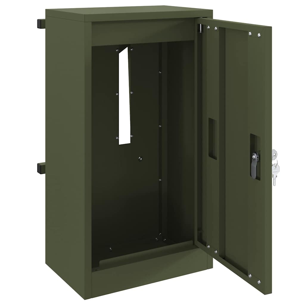 Boîte aux lettres de rangement avec porte Vert olive 30 x 20 x 55 cm Acier