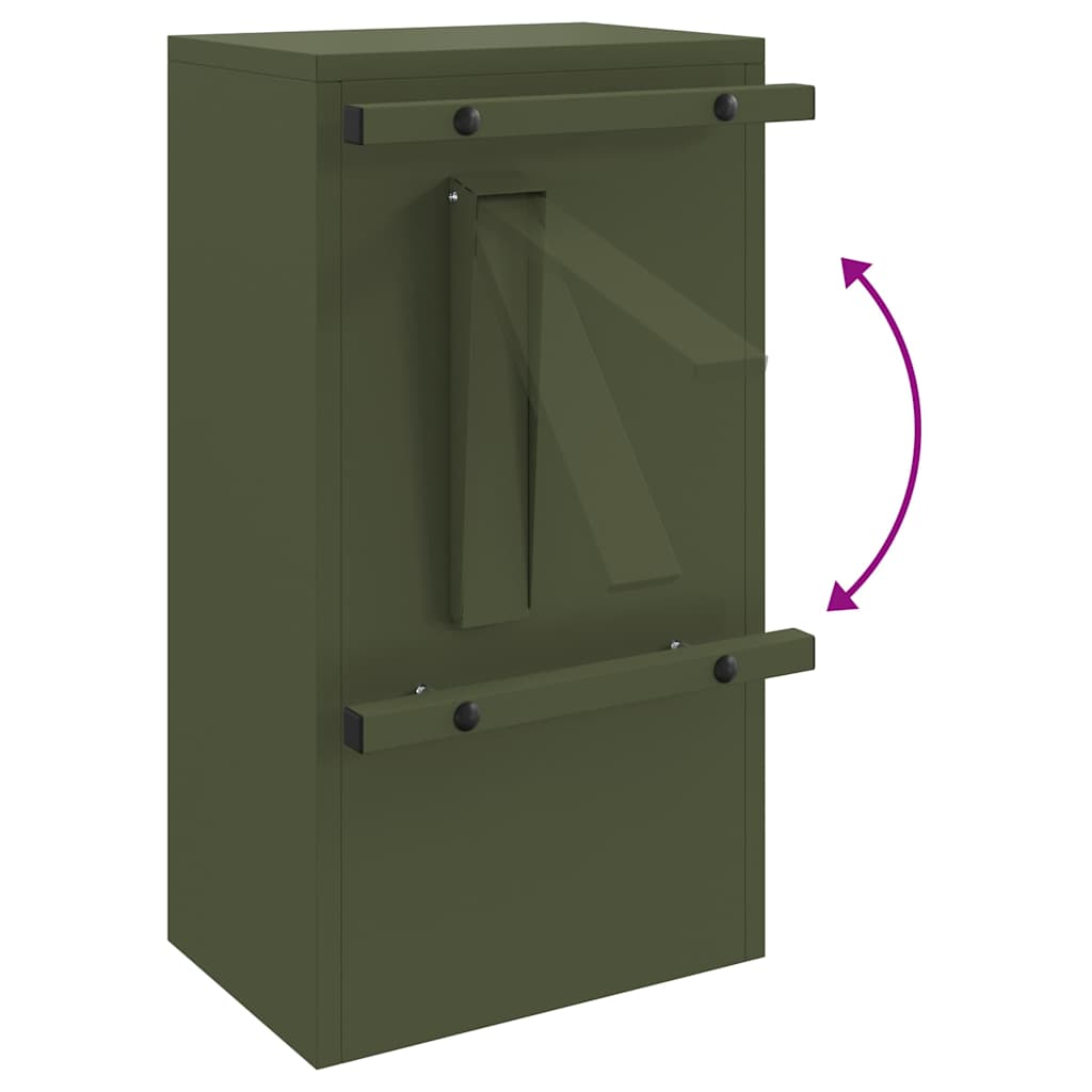 Boîte aux lettres de rangement avec porte Vert olive 30 x 20 x 55 cm Acier