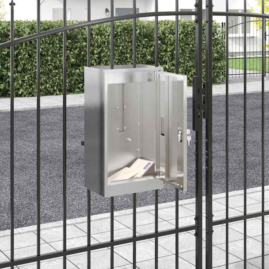 Letterbox with storage, silver, 30 x 20 x 55 cm, stainless steel