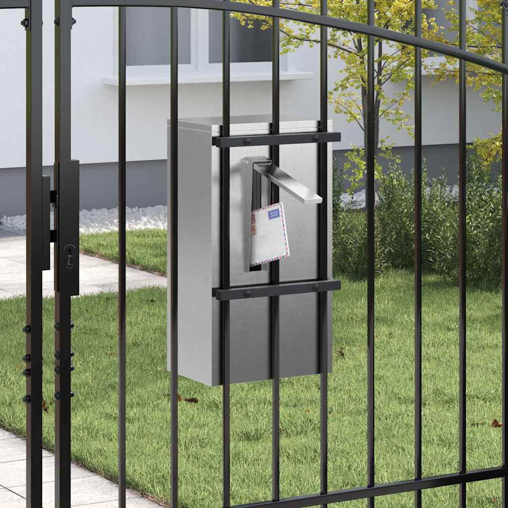 Letterbox with storage, silver, 30 x 20 x 55 cm, stainless steel