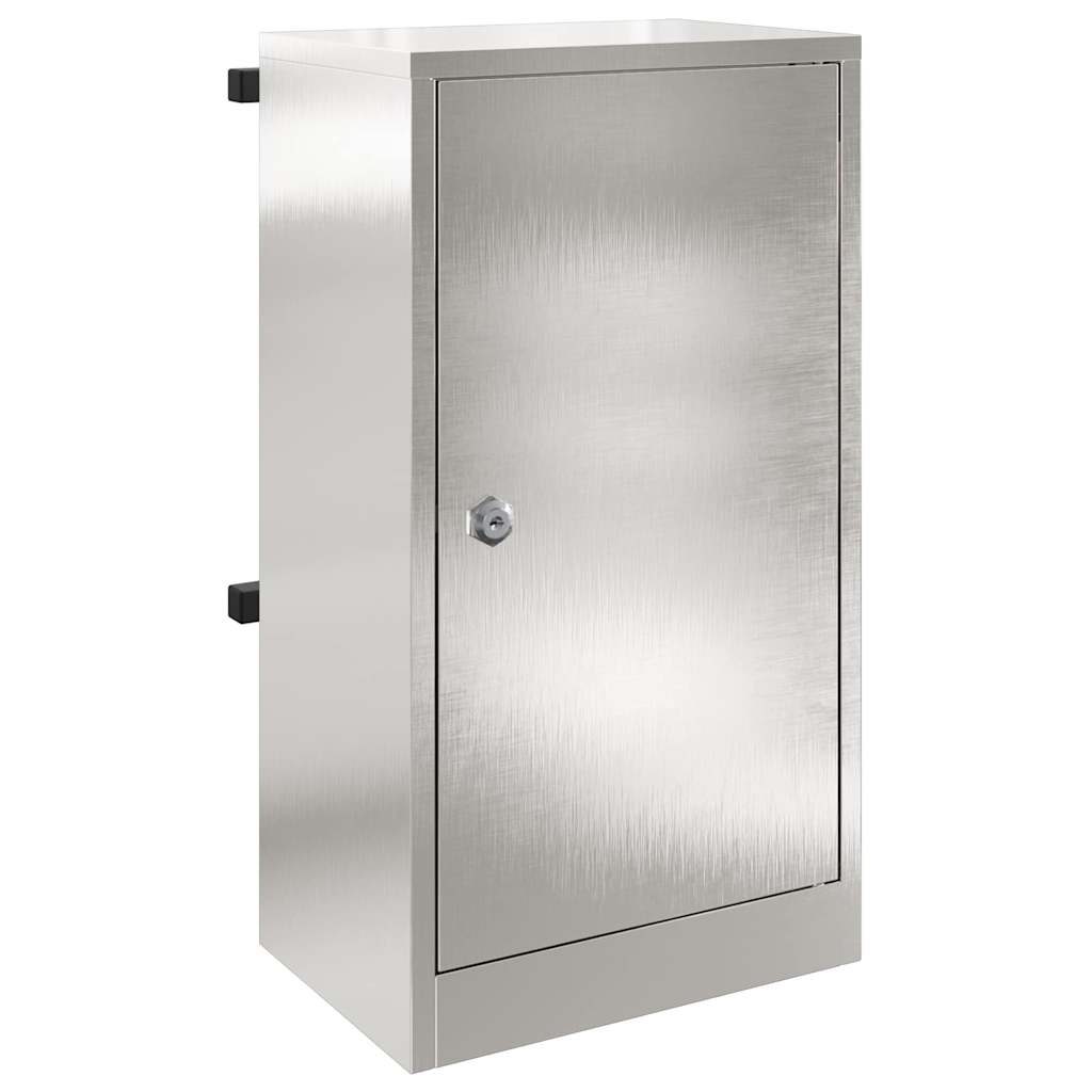 Letterbox with storage, silver, 30 x 20 x 55 cm, stainless steel